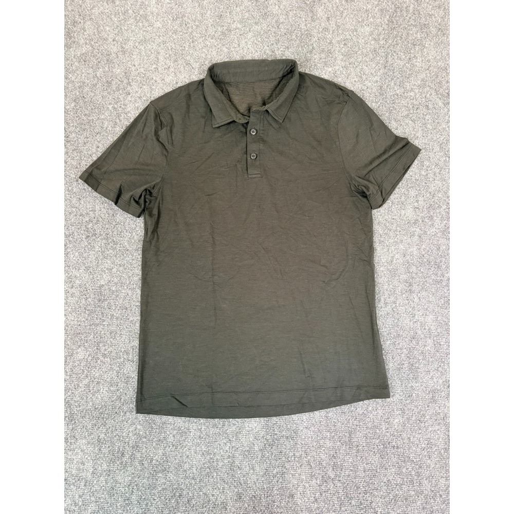 Lululemon Polo Shirt Mens Green Performance Short Sleeve No Size Tag S?
